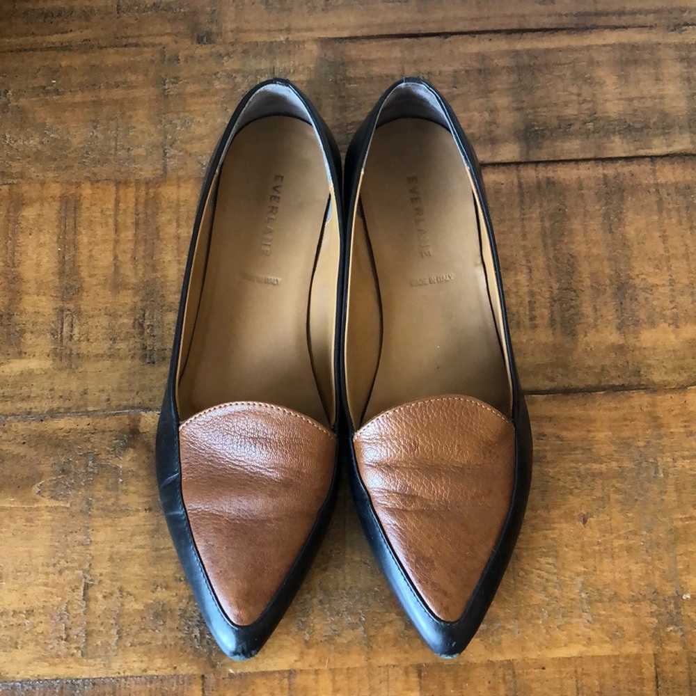 Everlane Modern Point two-tone flats